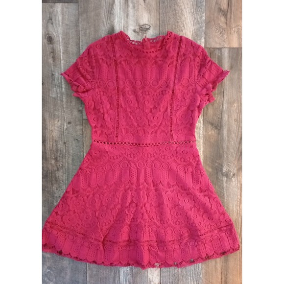Women's Red Crochet Mini Dress, Size Medium - Picture 3 of 12